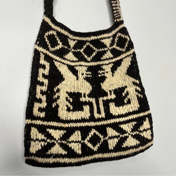 Vintage Handwoven Animal Motif Native American Wool Tote Shoulder Bag J - Picture 2 of 6